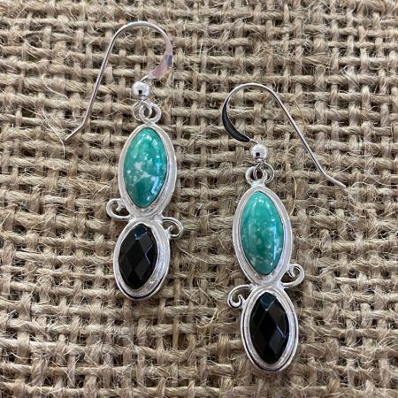 Alicia Green Turquoise and Faceted Smoky Quartz Earrings