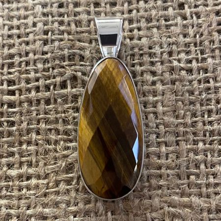 Faceted Tiger Eye Tear Drop Pendant