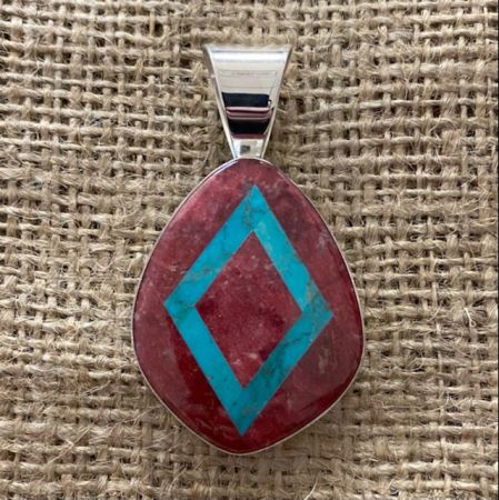 Thulite and Turquoise Inlay Pendant