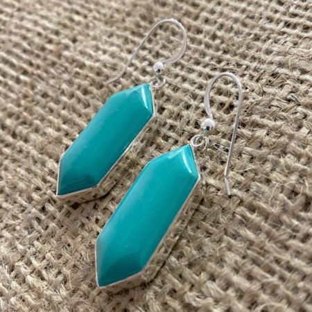Kingman Turquoise Freeform Dangle Earrings