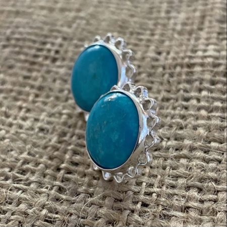 Blue Turquoise Large Sun Earrings