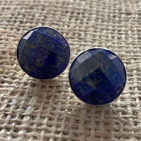 Faceted Lapis Post Earrings