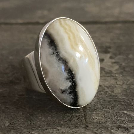 Dendritic Opal Oval Ring - Size 7