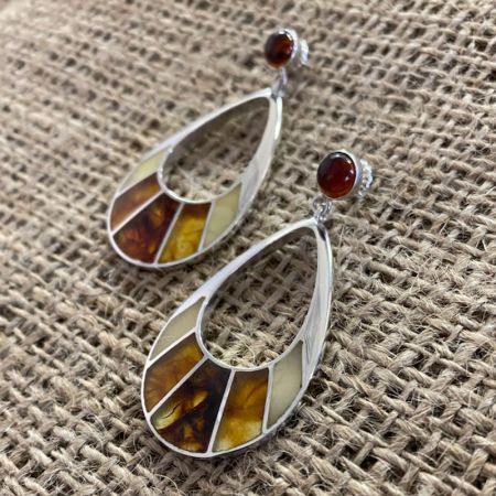 Multi Color Amber Tear Drop Earrings