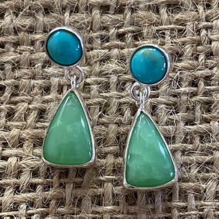 Chrysoprase and Turquoise Earrings