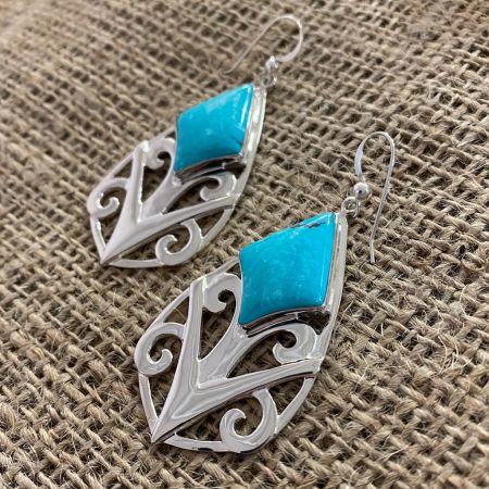Andean Blue Turquoise Dangle Earrings