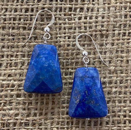 Faceted Lapis Dangle Earrings