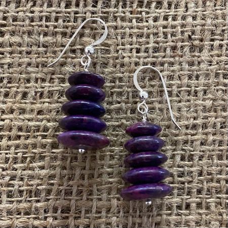 Purple Turquoise Stacked Saucers Earrings