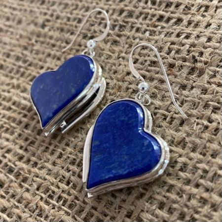 Contemporary Lapis Heart Earrings