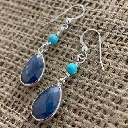Malawi Sapphire and Turquoise Earrings