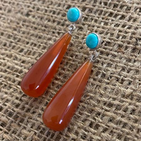 Carnelian and Turquoise Earrings