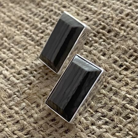 Wooden Stone Post Earrings