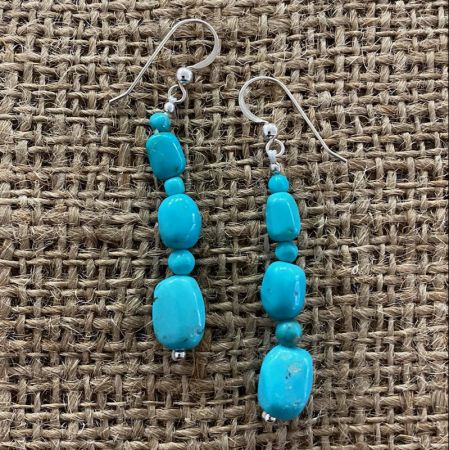 Turquoise Nugget Dangle Earrings