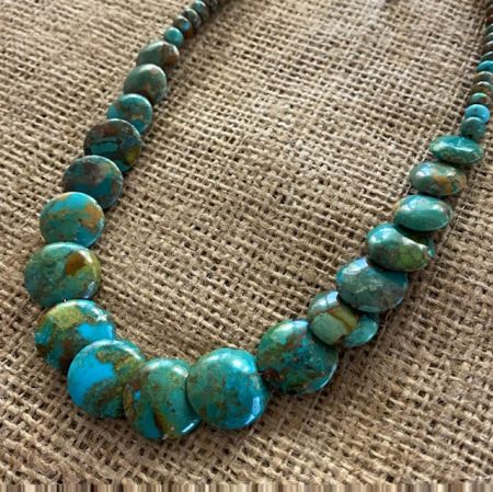 Turquoise Lentil Bead Necklace