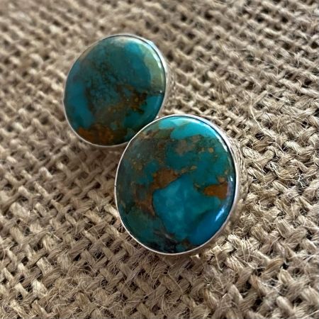 Turquoise Large Button Earrings