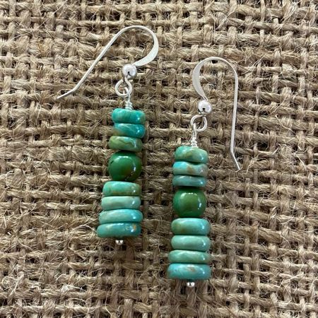 Green Turquoise Disc Earrings