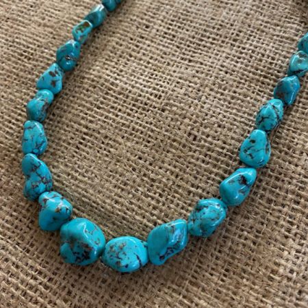 Turquoise with Black Matrix Nugget Necklace