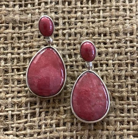 Thulite and Royal Blue Turquoise Reversible Earrings
