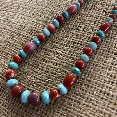 Red Moss Jasper and Chrome Chalcedony Necklace