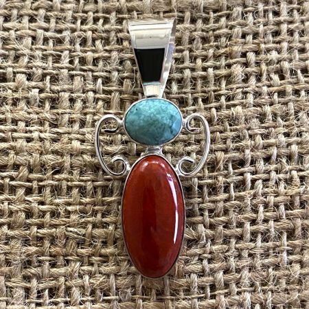 Red Moss Jasper and Chrome Chalcedony Pendant