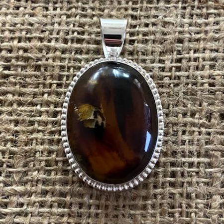 Framed Indonesian Amber Oval Pendant