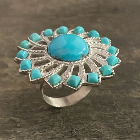 Campitos Turquoise Sunflower Ring - Size 7
