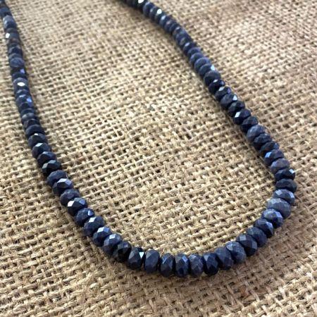 Faceted Blue Ethiopian Sapphire Necklace