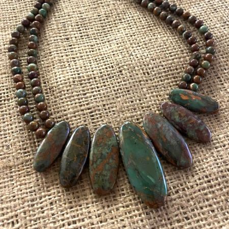 Two Strand Green Colorful Forest Necklace