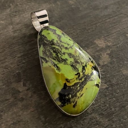 Brazilian Green Serpentine Large Freeform Pendant