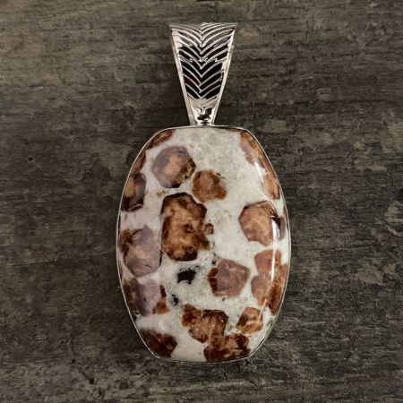 Garnet Matrix Barrel Pendant