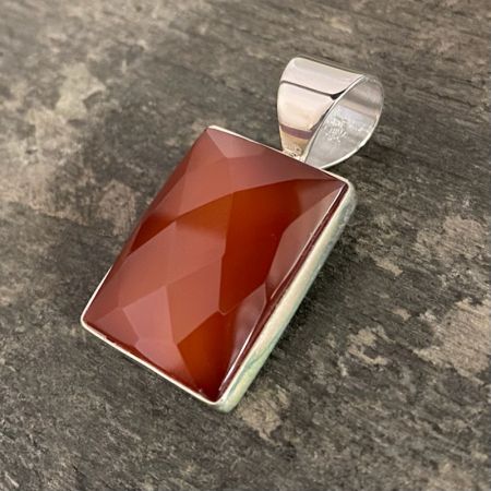 Faceted Carnelian Rectangular Pendant