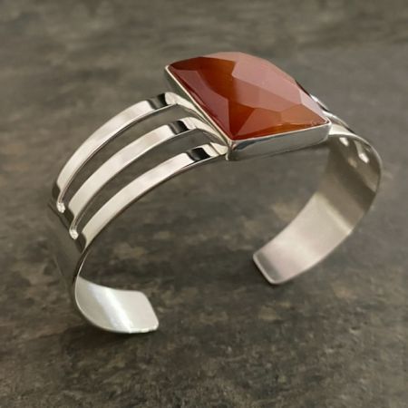 Faceted Carnelian Rectangular Cuff