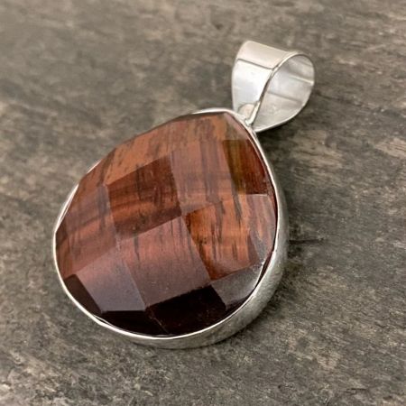 Faceted Red Tiger Eye Pendant