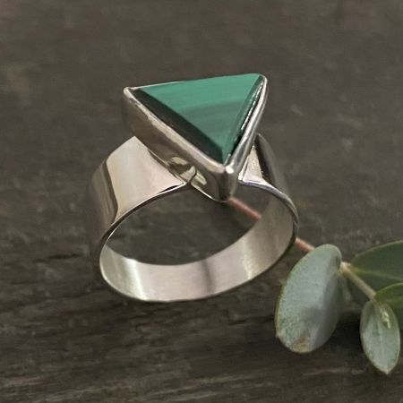Malachite Triangle Ring - Size 6
