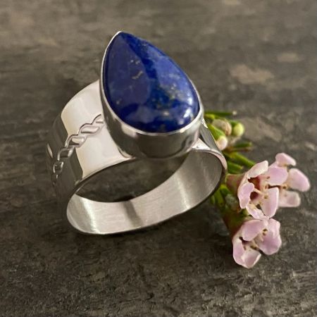 Lapis Tear Drop Ring - Size 9