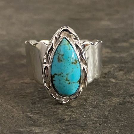Turquoise Tear Drop Ring - Size 9