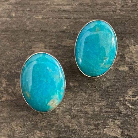 Anhui Turquoise Oval Post Earrings
