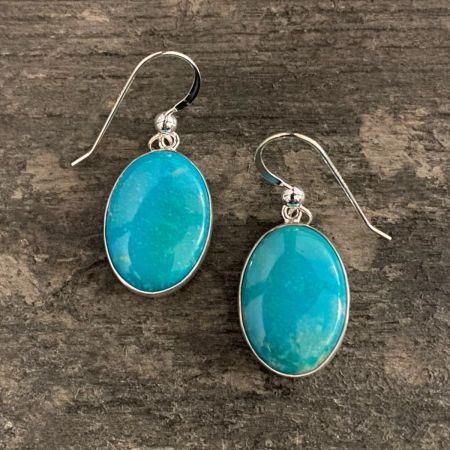Anhui Turquoise Oval Dangle Earrings