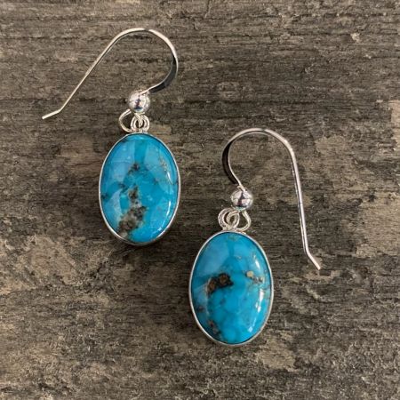Kingman Turquoise Oval Dangle Earrings