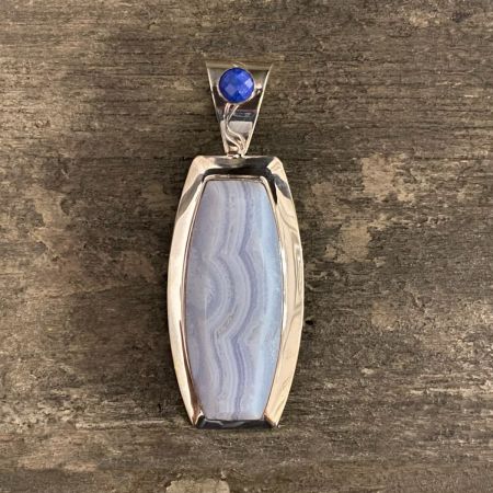 Blue Lace Agate and Lapis Pendant