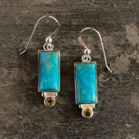 Anhui Turquoise and Citrine Earrings