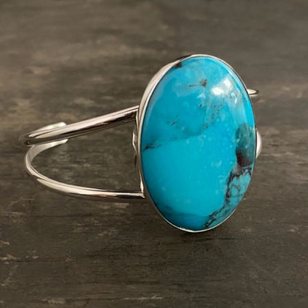 Anhui Turquoise Large Oval Split Cuff