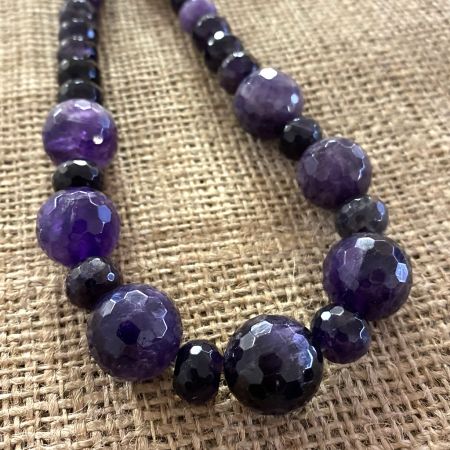 Faceted Amethyst Rounds and Rondelle Necklace