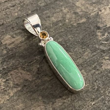 Green Turquoise and Citrine Pendant
