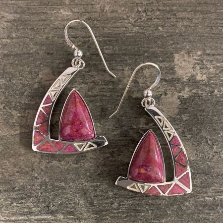 Magenta Coral Inlay Earrings