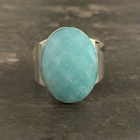 Faceted Amazonite Ring - Size 7