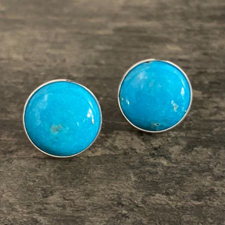 Royal Blue Turquoise Button Earrings