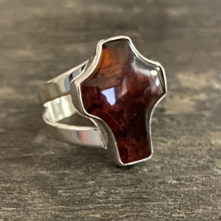 Amber Cross Ring - Size 7