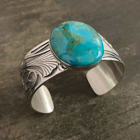 Kingman Turquoise Oxidized Cuff