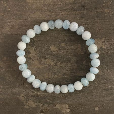 Aquamarine Rounds and Rondelles Stretch Bracelet